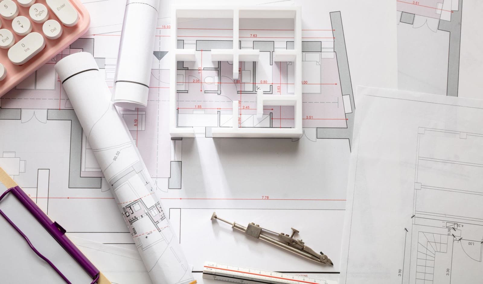 Architectural plans, scaled drawings, and a 3D model — design development